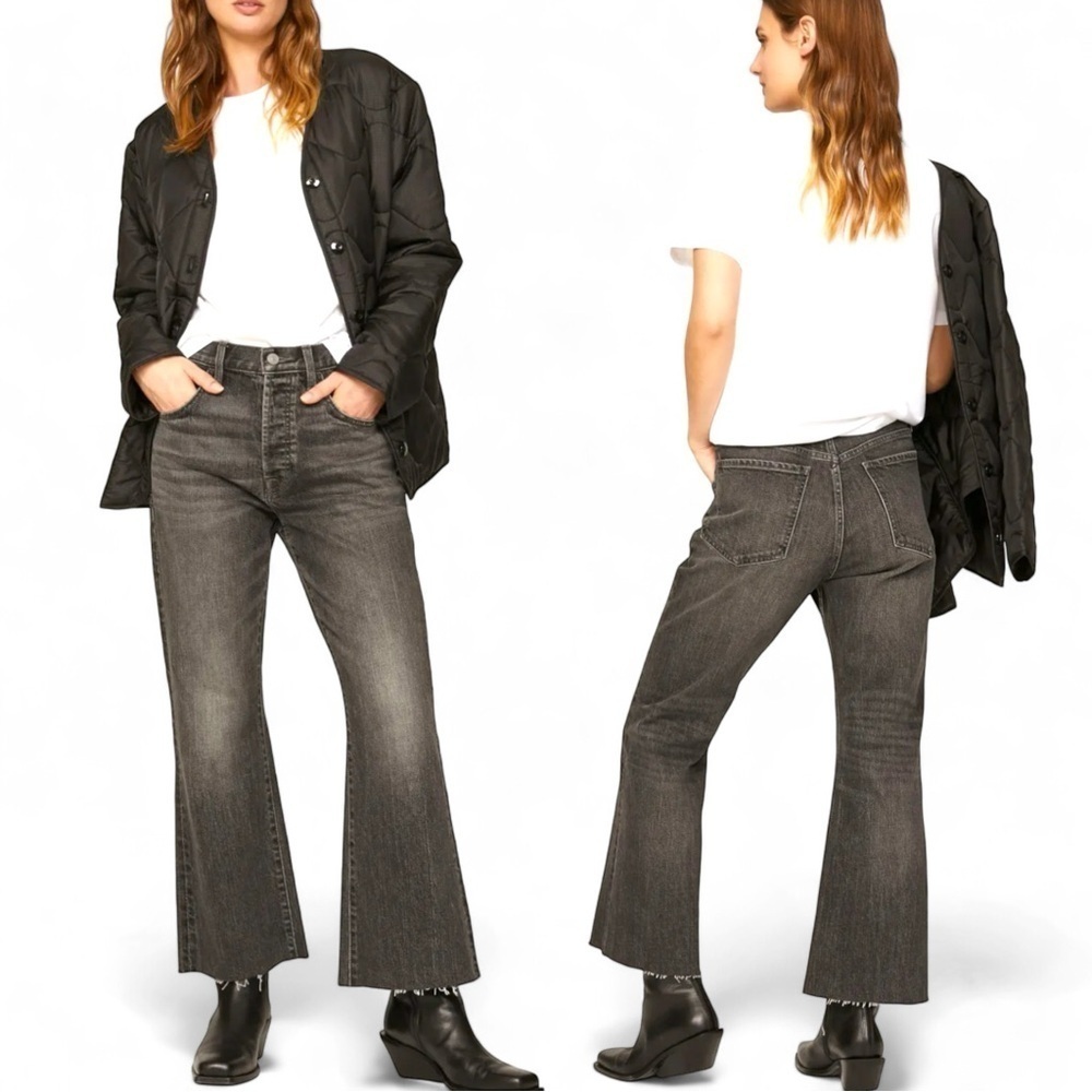 NWT 7 For All Mankind Easy Boy Bootcut High Waist Faded Black Cropped Size 31
